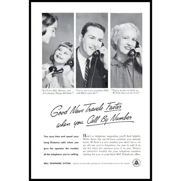 1953 Bell Telephone System Vintage Print Ad Call By Number Wall Art Photo - Picture 1 of 1